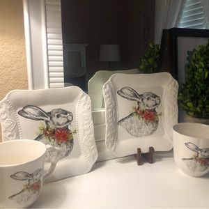 Ceramic Christmas rabbit dessert plate and mug. New! So sweet❤️